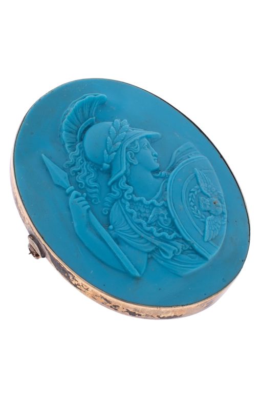 14k Gold Glass Cameo Brooch