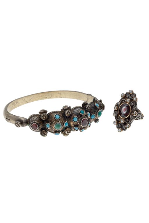 18k Gold and Silver Multi-Gem Jewelry Set