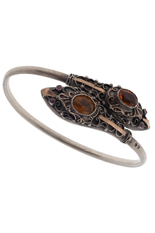Silver Citrine and Ruby Bracelet