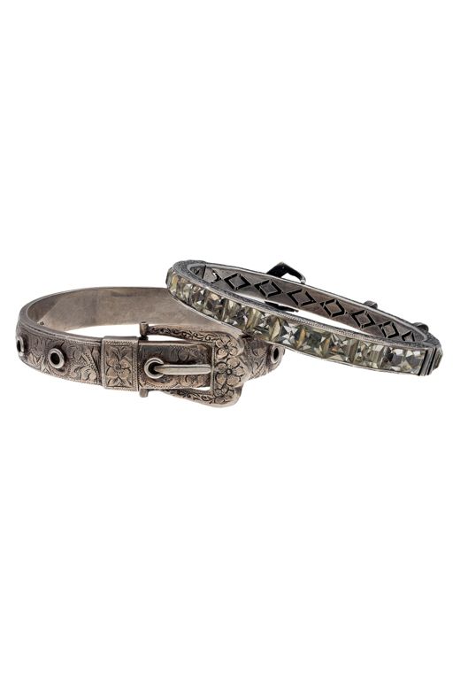 Two Sterling Silver Glass Bracelets