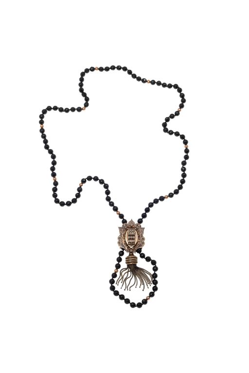 14k Gold Onyx and Pearl Necklace
