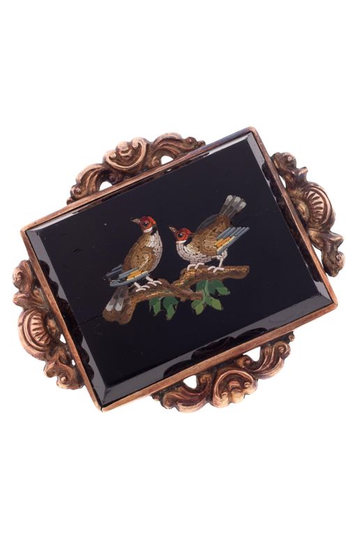 14k Gold Glass Brooch