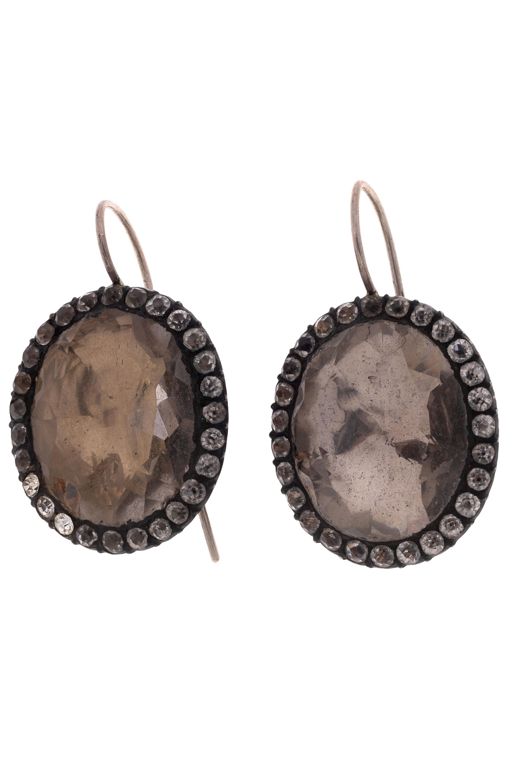 Pair of Silver Glass and Paste Earrings