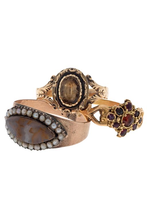 Three Gold Multi-Gem Rings