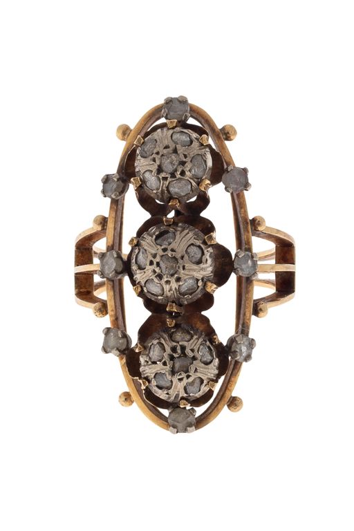 18k Gold and Silver Diamond Ring