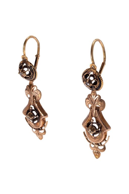 Pair of 14k Gold Diamond Earrings