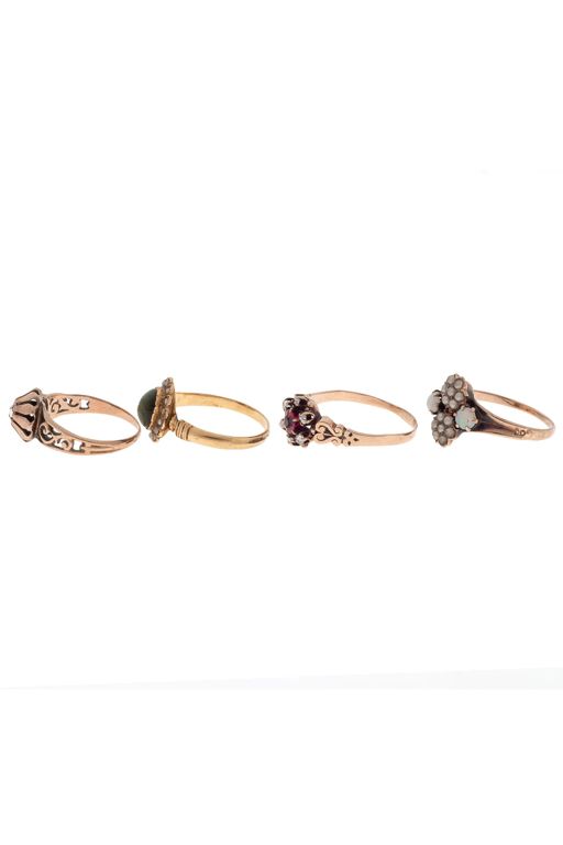 Four Gold Multi-Gem Rings