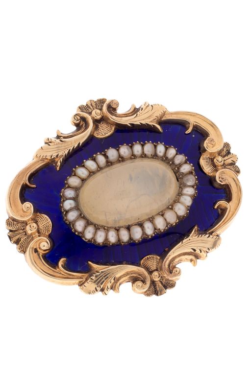 10-14k Gold Moonstone and Pearl Pendant Brooch