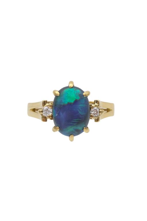 18k Gold Opal and Diamond Ring