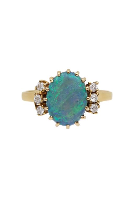 18k Gold Opal and Diamond Ring