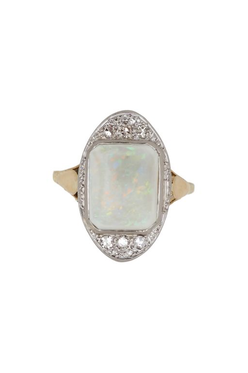 18k Gold Opal and Diamond Ring