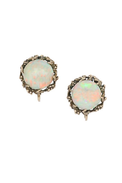 Pair of Gold Opal Earrings