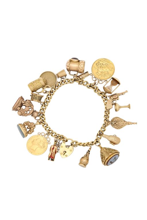 18k Gold Multi-Gem Charm Bracelet