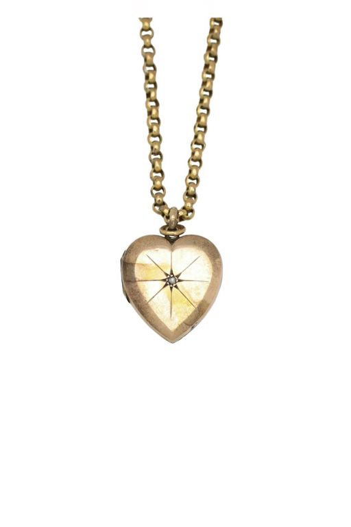 9k Gold and Rolled Gold Diamond Pendant Necklace
