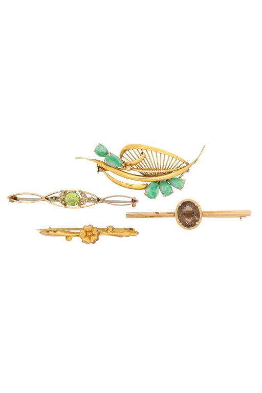 Gold Multi-Gem Brooches