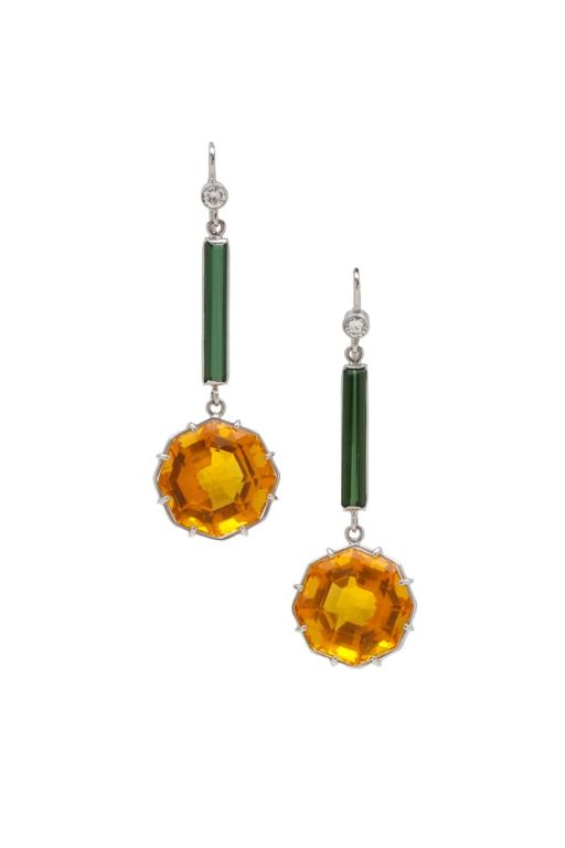 Pair of Gold Multi-Gem Earrings