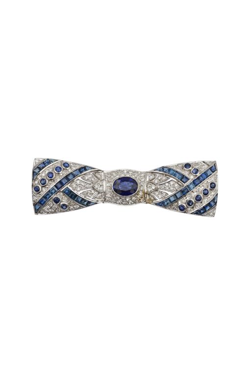Gold Sapphire and Diamond Brooch