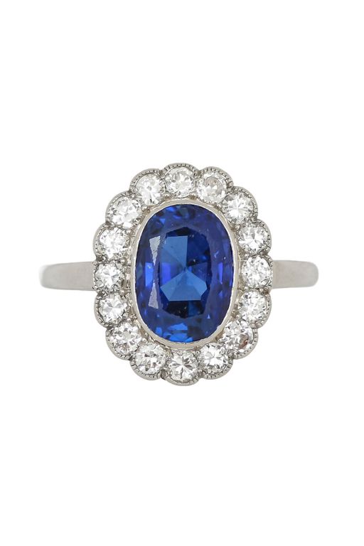 Platinum Sapphire and Diamond Ring