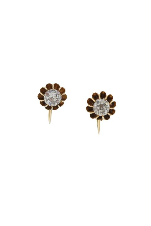 Pair of 14k Gold Diamond Earrings