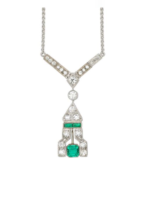 Emerald and Diamond Pendant Necklace