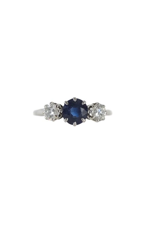 Platinum Sapphire and Diamond Ring