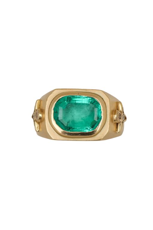 18k Gold Emerald and Diamond Ring