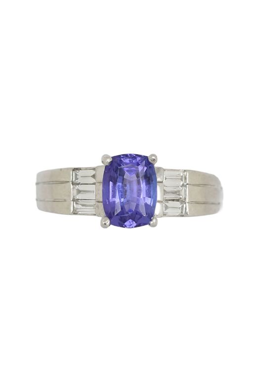 Platinum Tanzanite and Diamond Ring
