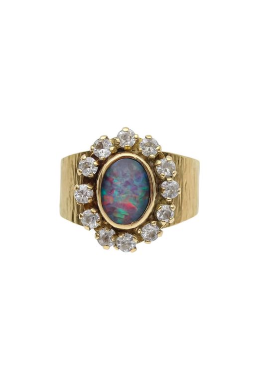 18k Gold Opal and Stone Ring