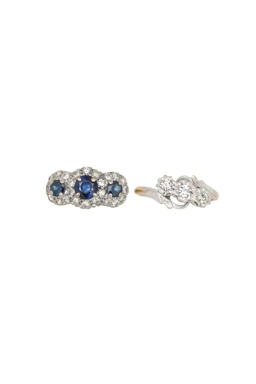 18k Gold and Platinum Sapphire and Diamond Rings