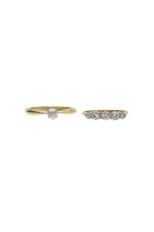 Two 18k Gold and Platinum Diamond Rings
