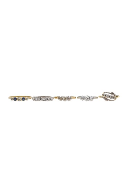 18k Gold and Platinum Diamond and Sapphire Rings