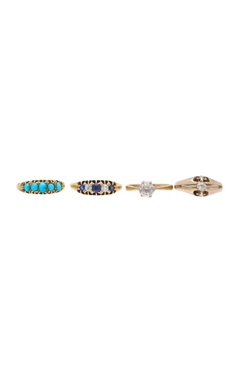 Gold Diamond, Turquoise and Gemstone Rings