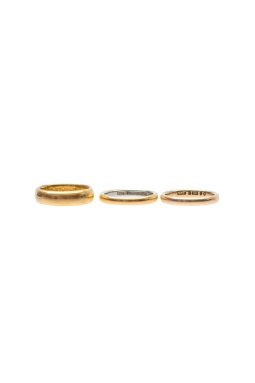 Three Gold and Platinum Band Rings