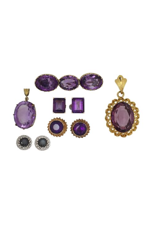 Gold Amethyst Multi-Gem Jewelry Set