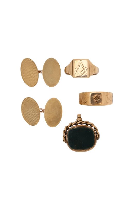 9k Gold Bloodstone and Diamond Jewelry Set