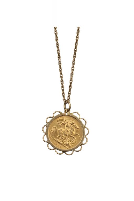 9k Gold Coin Pendant Necklace