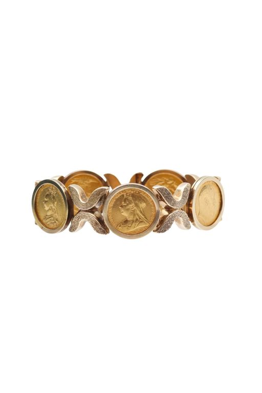 9k Gold Sovereign Coin Bracelet
