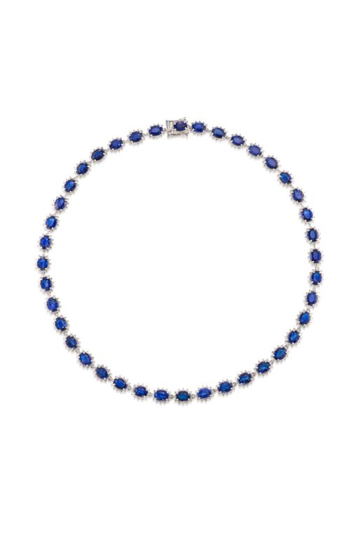 14k Gold Sapphire and Diamond Necklace