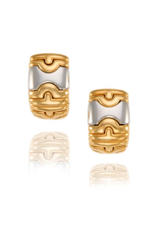 Pair of 18k Gold and Stainless Steel Earrings