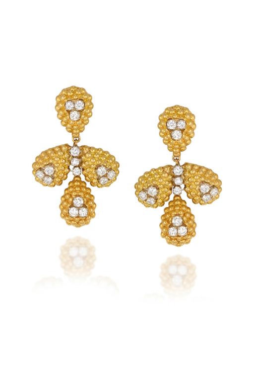 Pair of 14k Gold Diamond Earrings