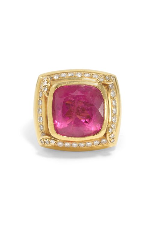 18k Gold Tourmaline and Diamond Ring
