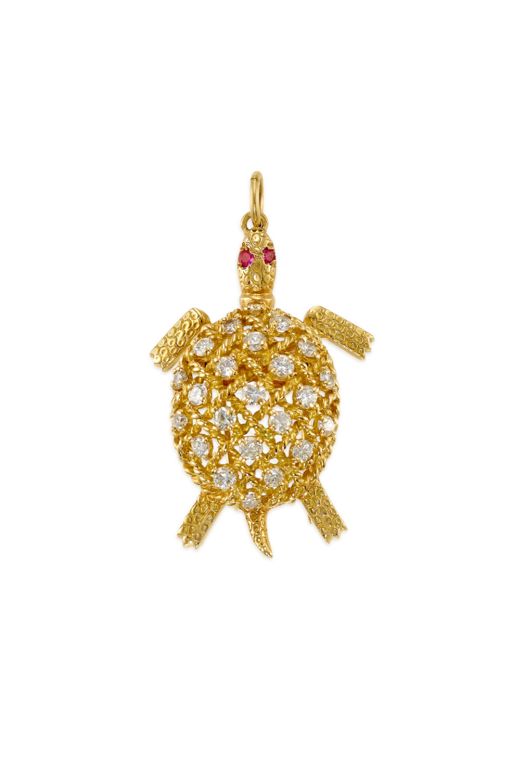 18k Gold Diamond Pendant Brooch
