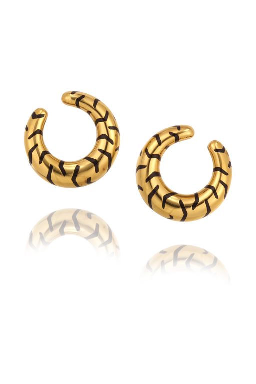 Pair of 18k Gold Enamel Earrings