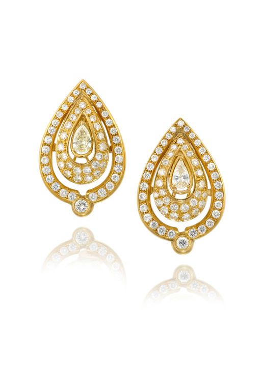Pair of 18k Gold Diamond Earrings