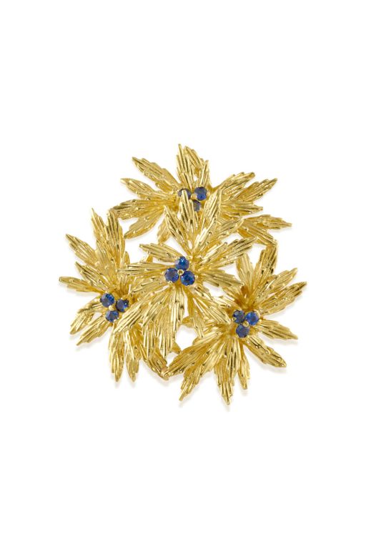 18k Gold Sapphire Brooch