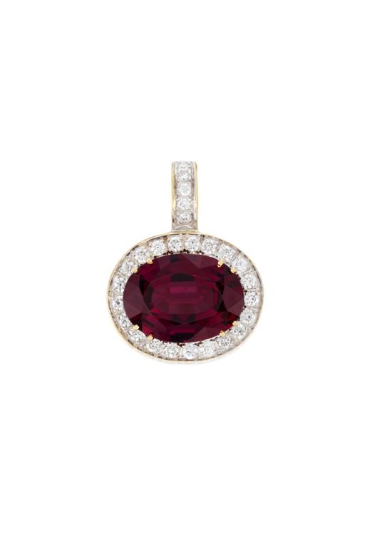14k Gold Garnet and Diamond Pendant