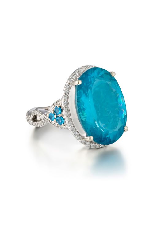 14k Gold Apatite and Diamond Ring