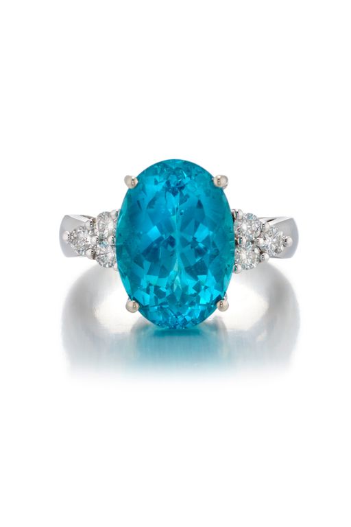14k Gold Apatite and Diamond Ring