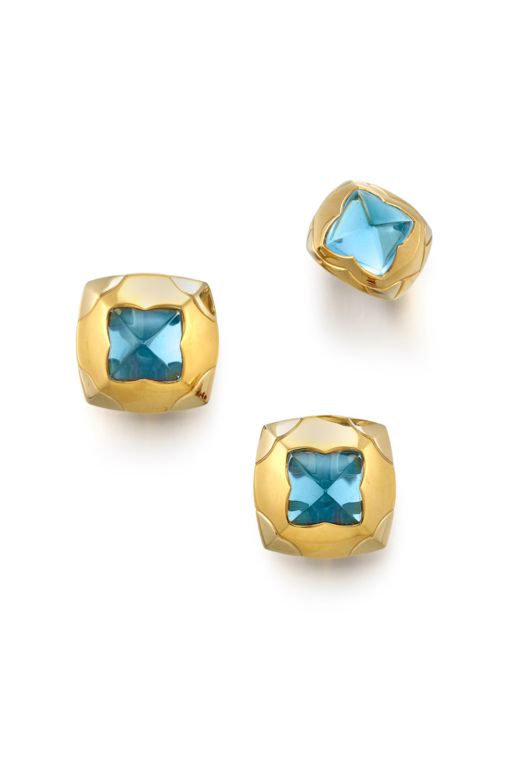 18k Gold Topaz Ring and Earrings