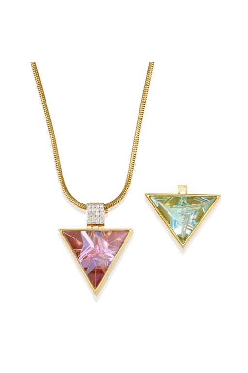 Gold Multi-Gem Pendant Necklace